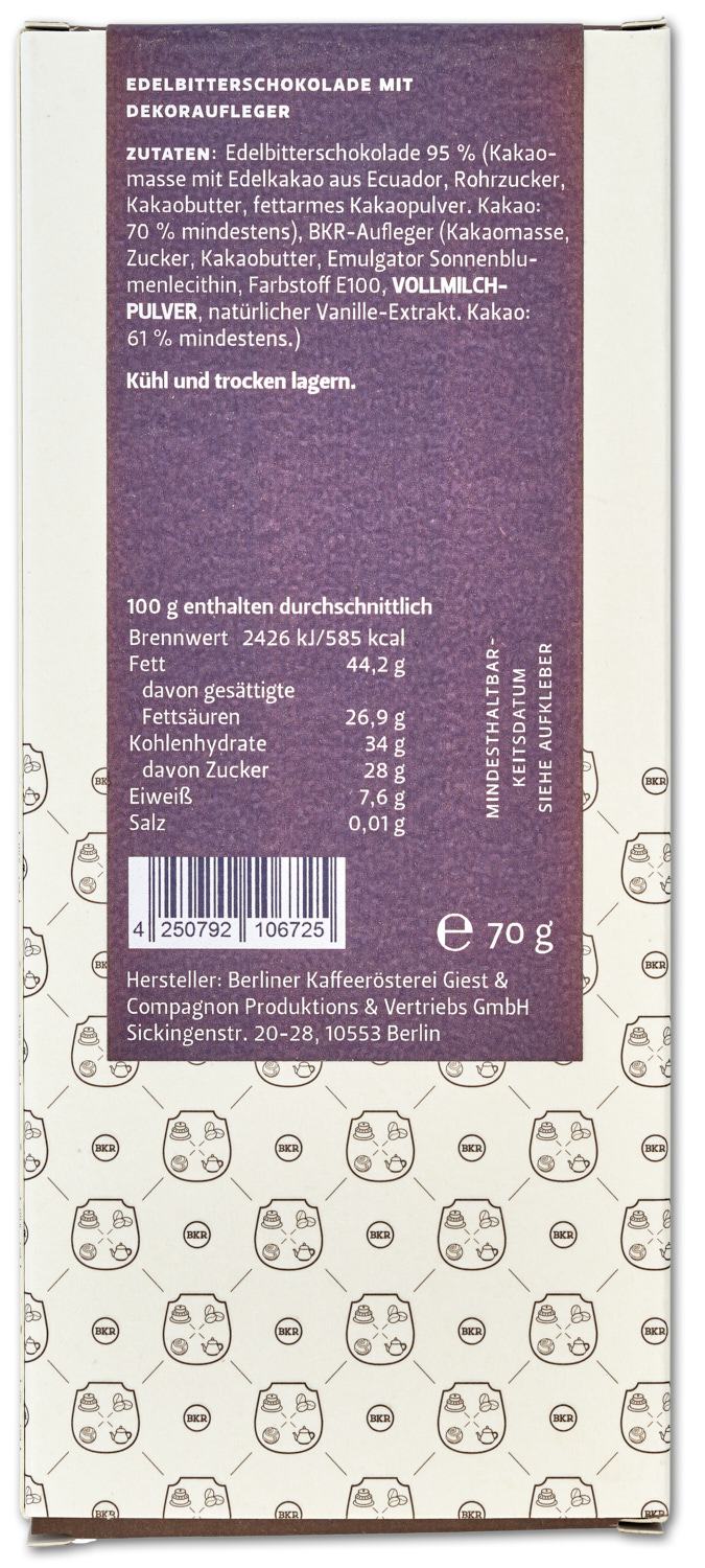 Tafel - Blanko - Zartbitter - Nr. 48 Tafel - Blanko - Zartbitter - Nr. 48