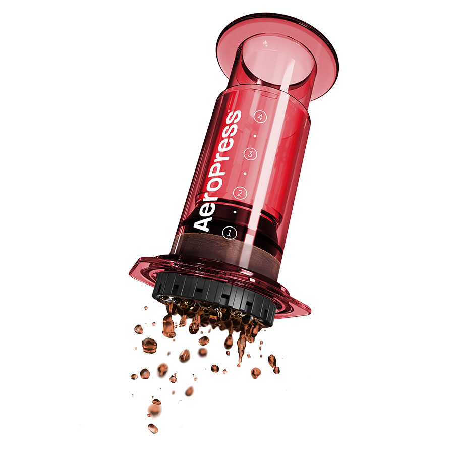 AeroPress® - Clear Coffee Press inkl. 100 Filter (Original in durchsichtig Rot)