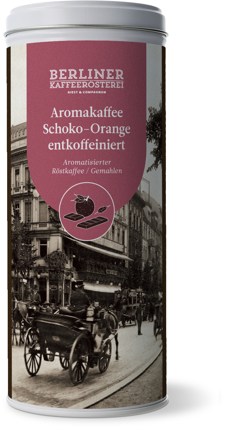 aromatisierter Kaffee Schokolade Orange, entkoffeiniert (125g / gemahlen) aromatisierter Kaffee Schokolade Orange, entkoffeiniert (125g / gemahlen)