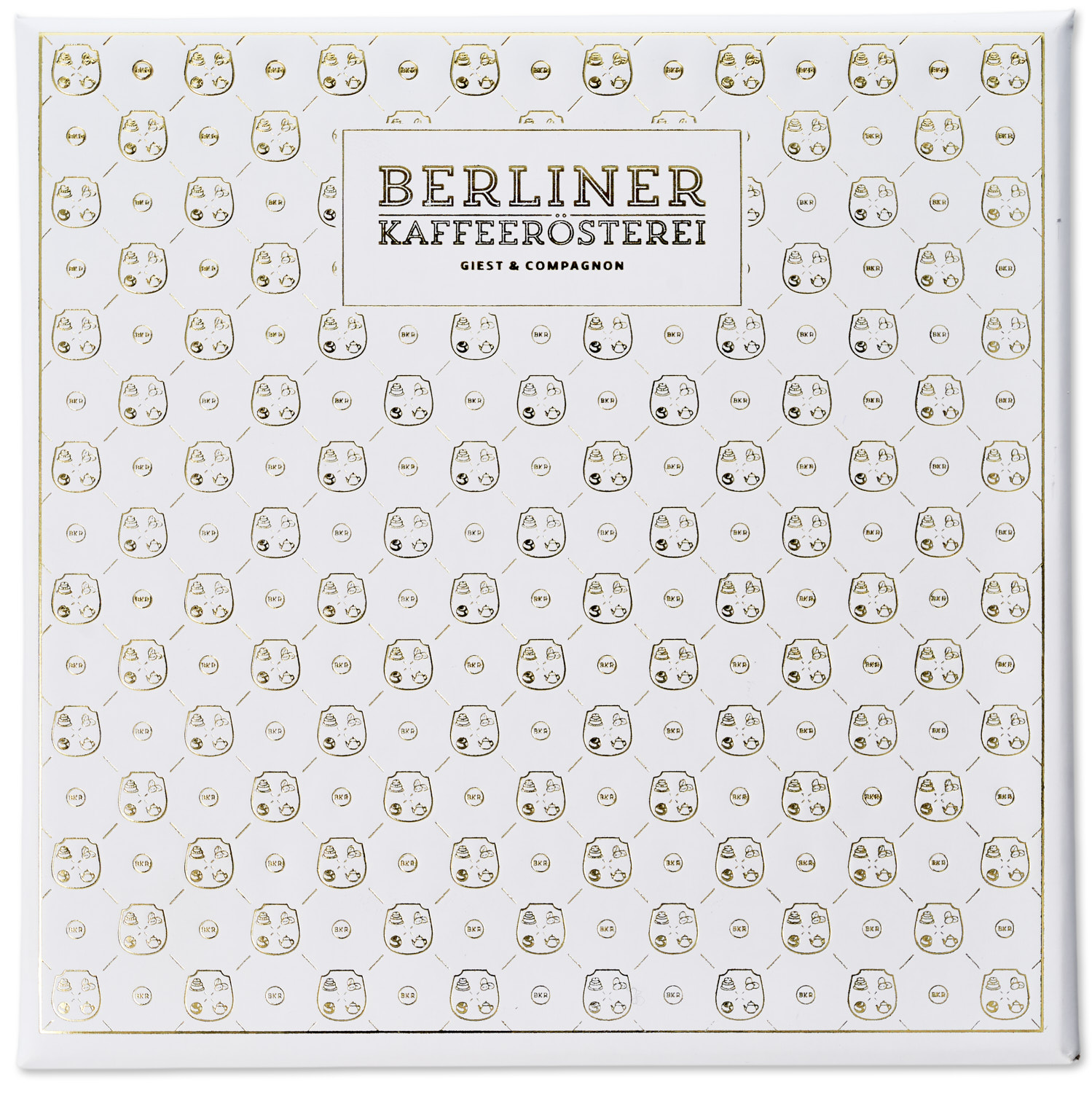 Berliner Salonpraline - 9er Pralinenbox mit Goldprägung und Banderole Frohe Weihnachten