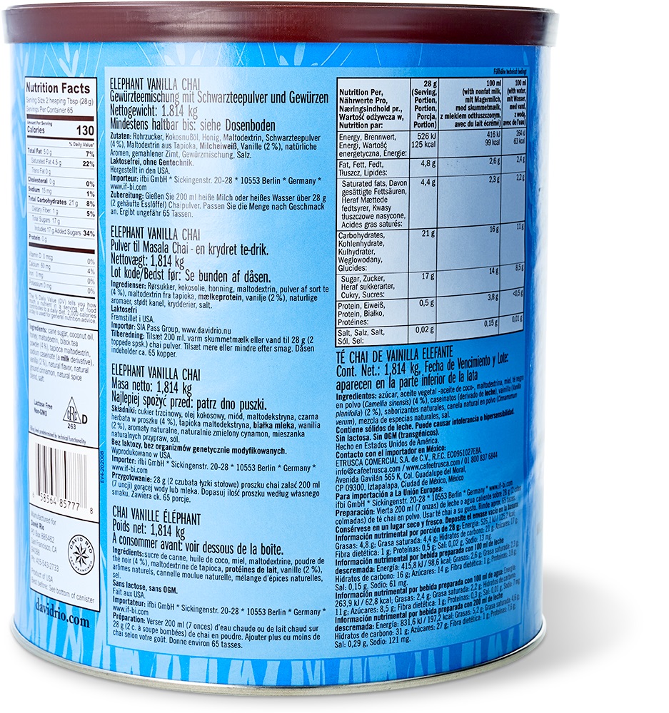 David Rio - Elephant Vanilla Chai - Dose (1814 g) David Rio - Elephant Vanilla Chai - Dose (1814 g)