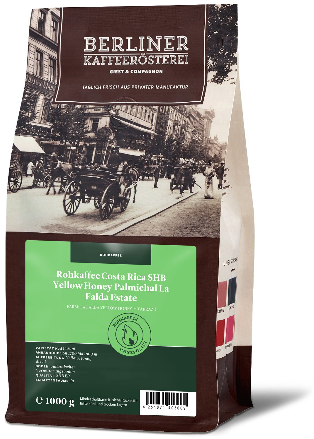 Rohkaffee Costa Rica SHB Yellow Honey Palmichal La Falda Estate Rohkaffee Costa Rica SHB Yellow Honey Palmichal La Falda Estate