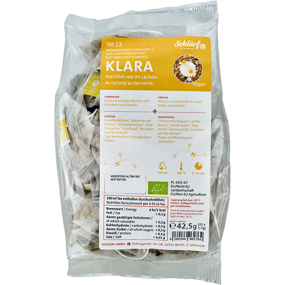 Schlürf - Tüüten - №12 BIO Kräutertee "Klara" (25er) Schlürf - Tüüten - №12 BIO Kräutertee "Klara" (25er)