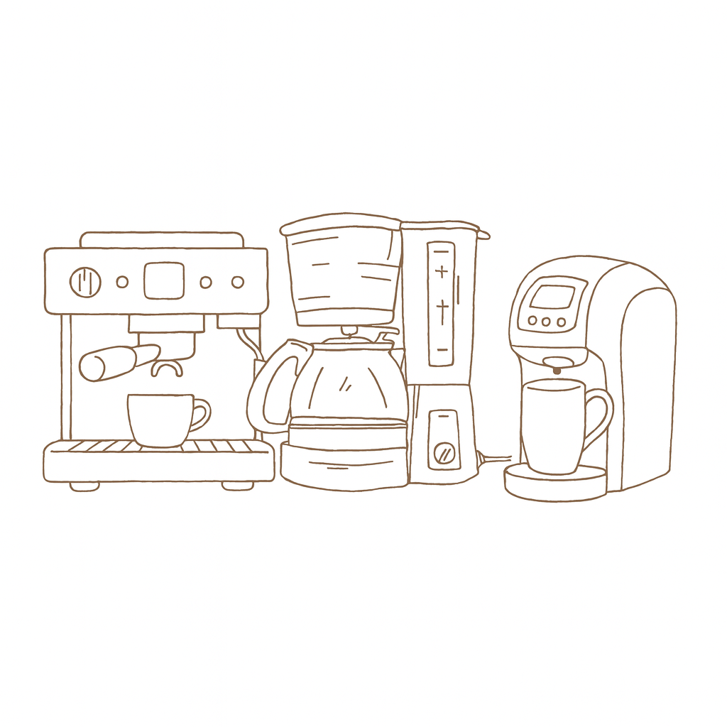 Illustrationen Kaffeemaschinen in Braun