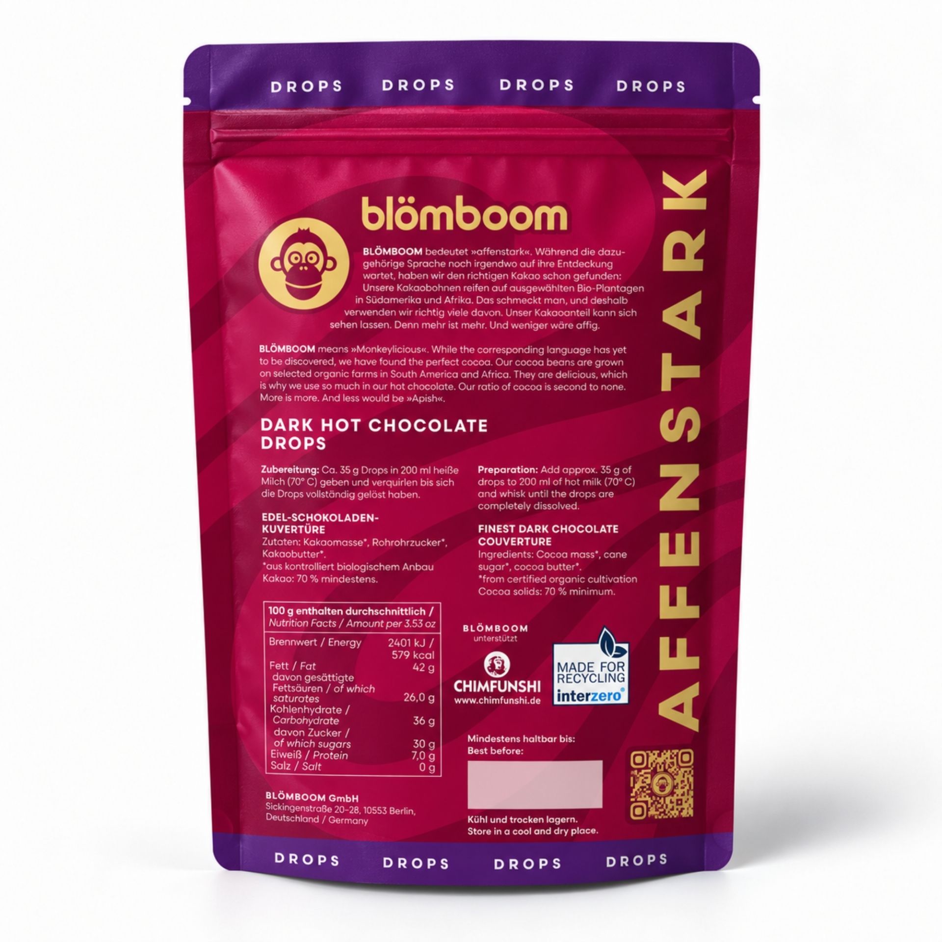 Blömboom - Dark Hot Chocolate Drops BIO