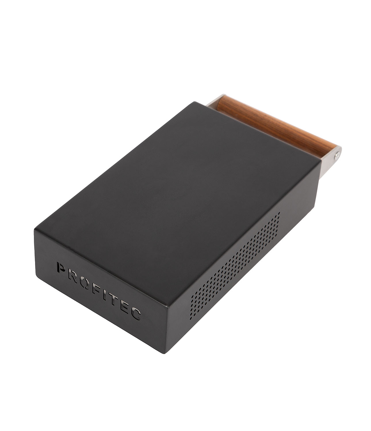 Profitec - Abschlagkasten Sudschublade, schwarz mit Holzgriff 160mm breit