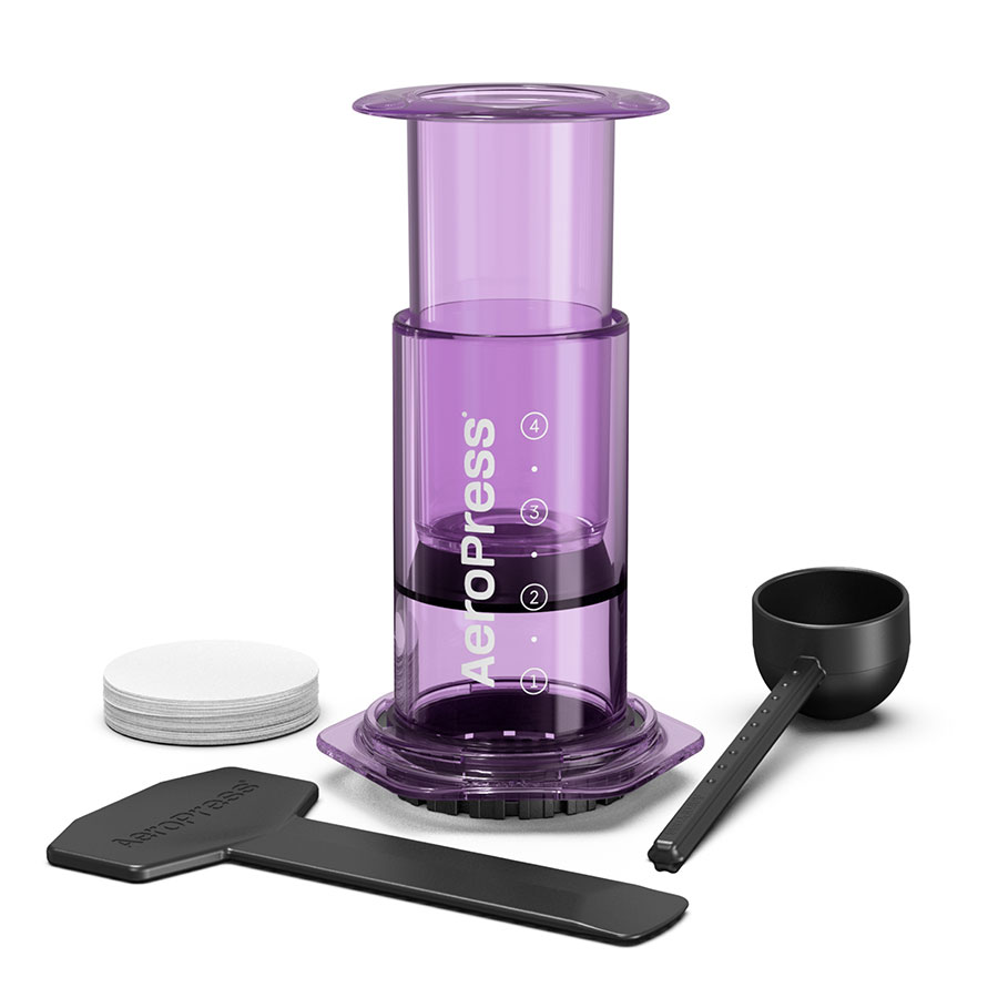 AeroPress® - Clear Coffee Press inkl. 100 Filter (Original in durchsichtig Lila)