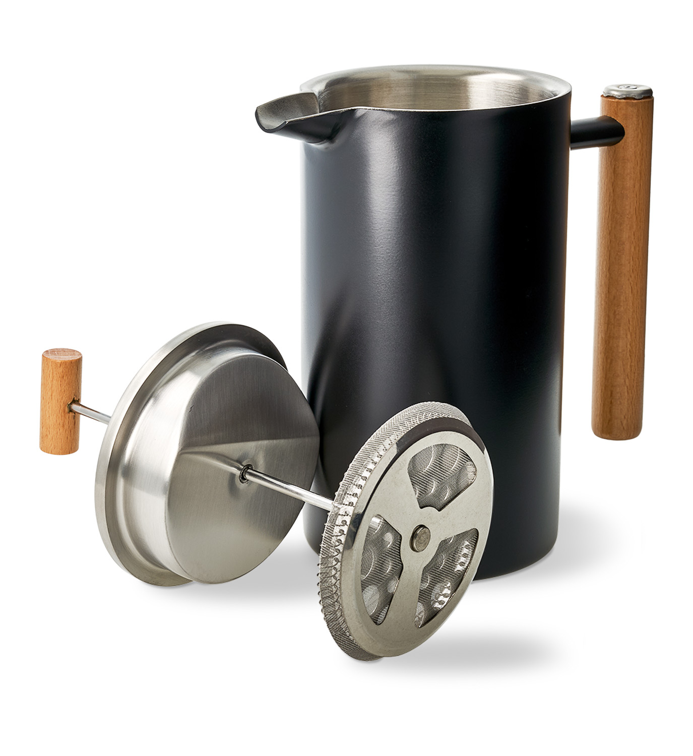 French Press Melange, Edelstahl und Holz, doppelwandig , 1 Liter