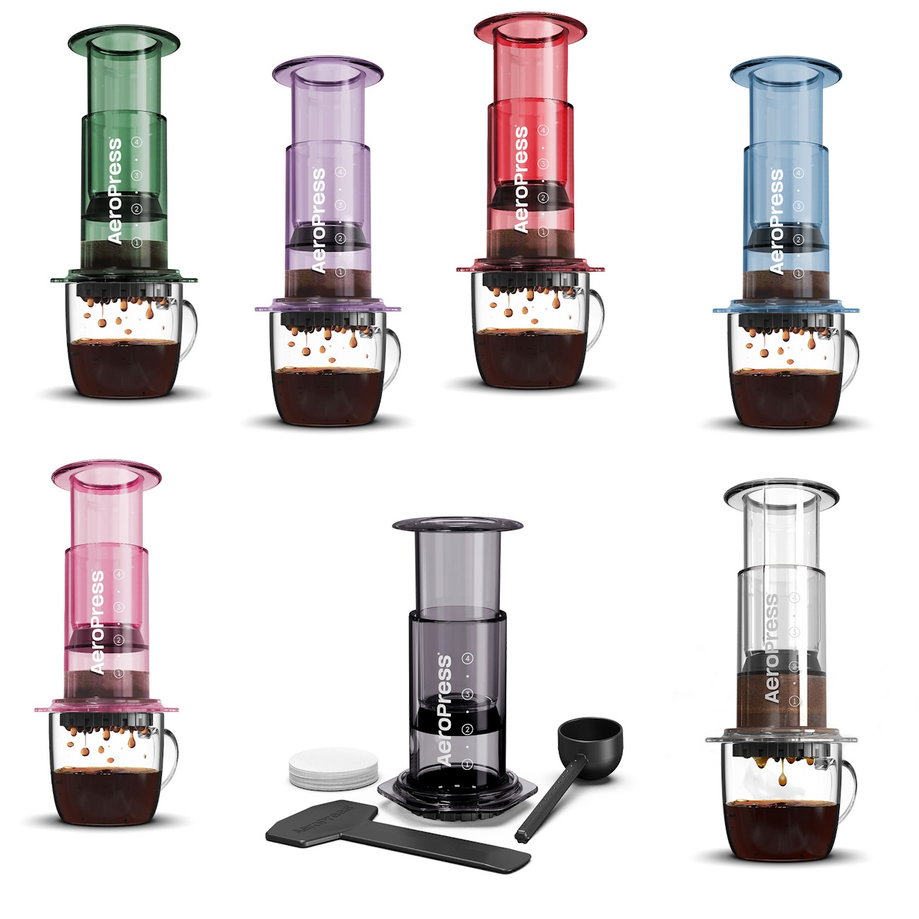 AeroPress® - Clear Coffee Press inkl. 100 Filter in 7 Farben