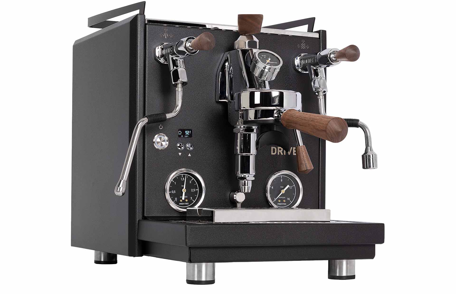 Profitec DRIVE - Dualboiler PID Rotationspumpe mattschwarz mit Holzappliaktionen