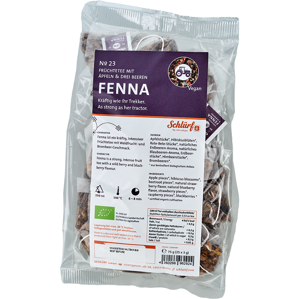 Schlürf - Tüüten - №23 BIO Früchtetee "Fenna" (25er) Schlürf - Tüüten - №23 BIO Früchtetee "Fenna" (25er)