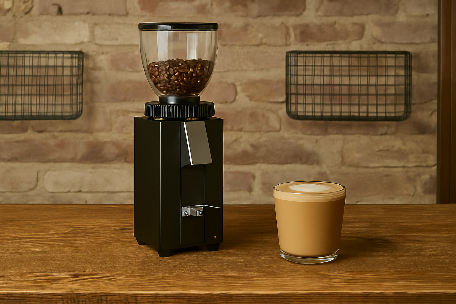 Elektrische Kaffeemühle mit Kaffee