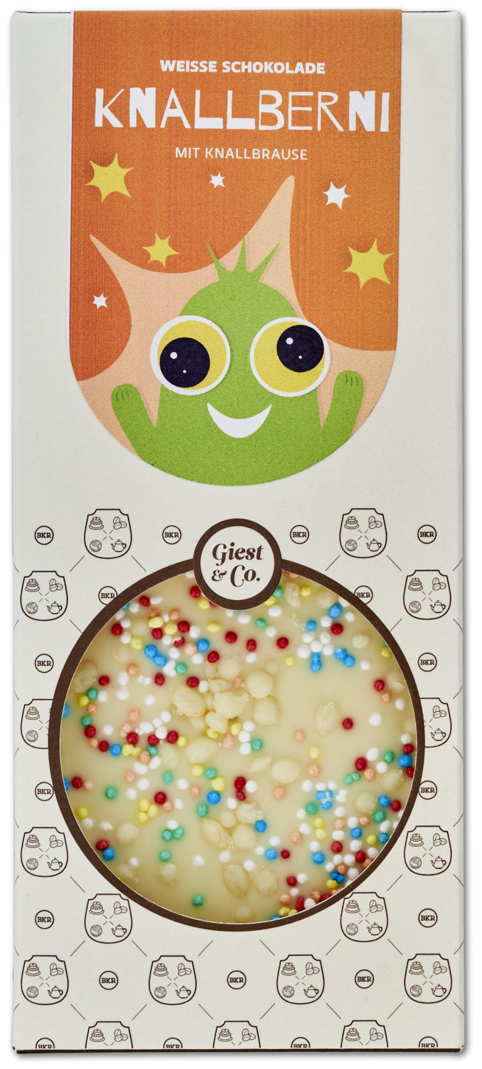 "Knallberni" mit Knallbrause und bunten Streuseln (weiss) "Knallberni" mit Knallbrause und bunten Streuseln (weiss)