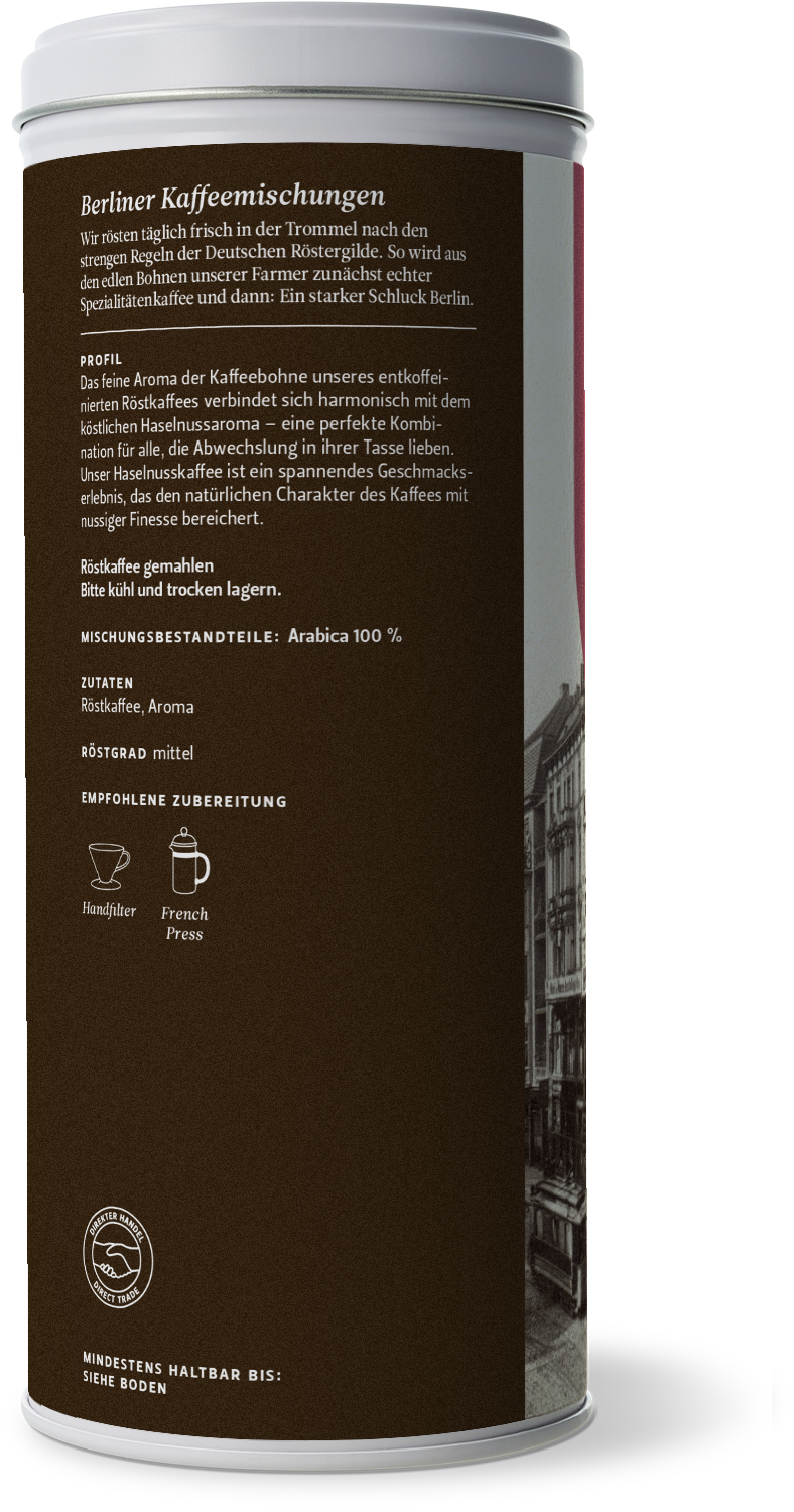 aromatisierter Kaffee Haselnuss, entkoffeiniert (125g / gemahlen)