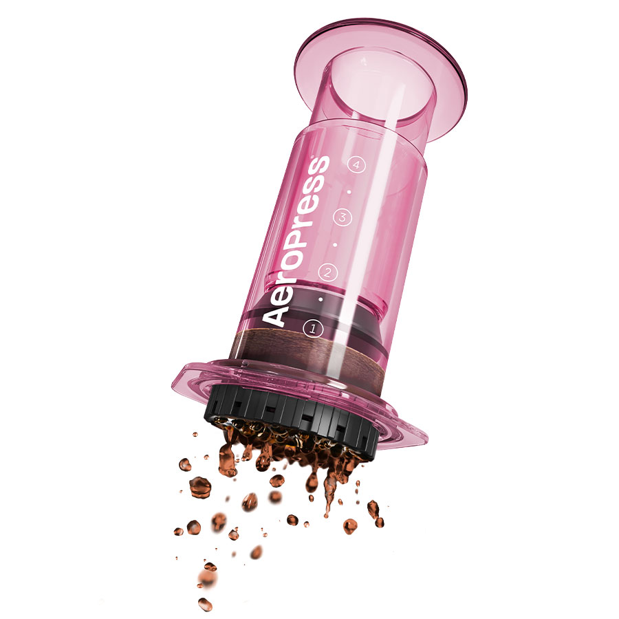 AeroPress® - Clear Coffee Press inkl. 100 Filter (Original in durchsichtig Pink)