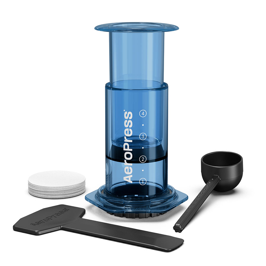 AeroPress® - Clear Coffee Press inkl. 100 Filter (Original in durchsichtig Blau)