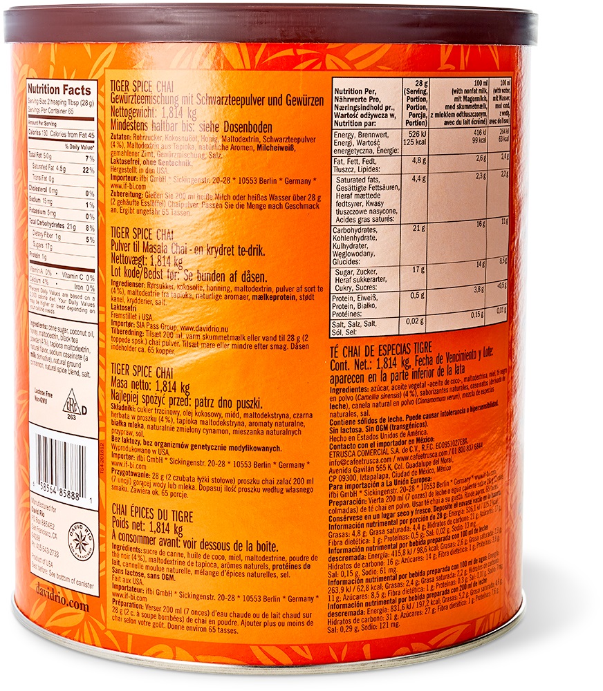 David Rio - Tiger Spice Chai - Dose (1814 g) David Rio - Tiger Spice Chai - Dose (1814 g)