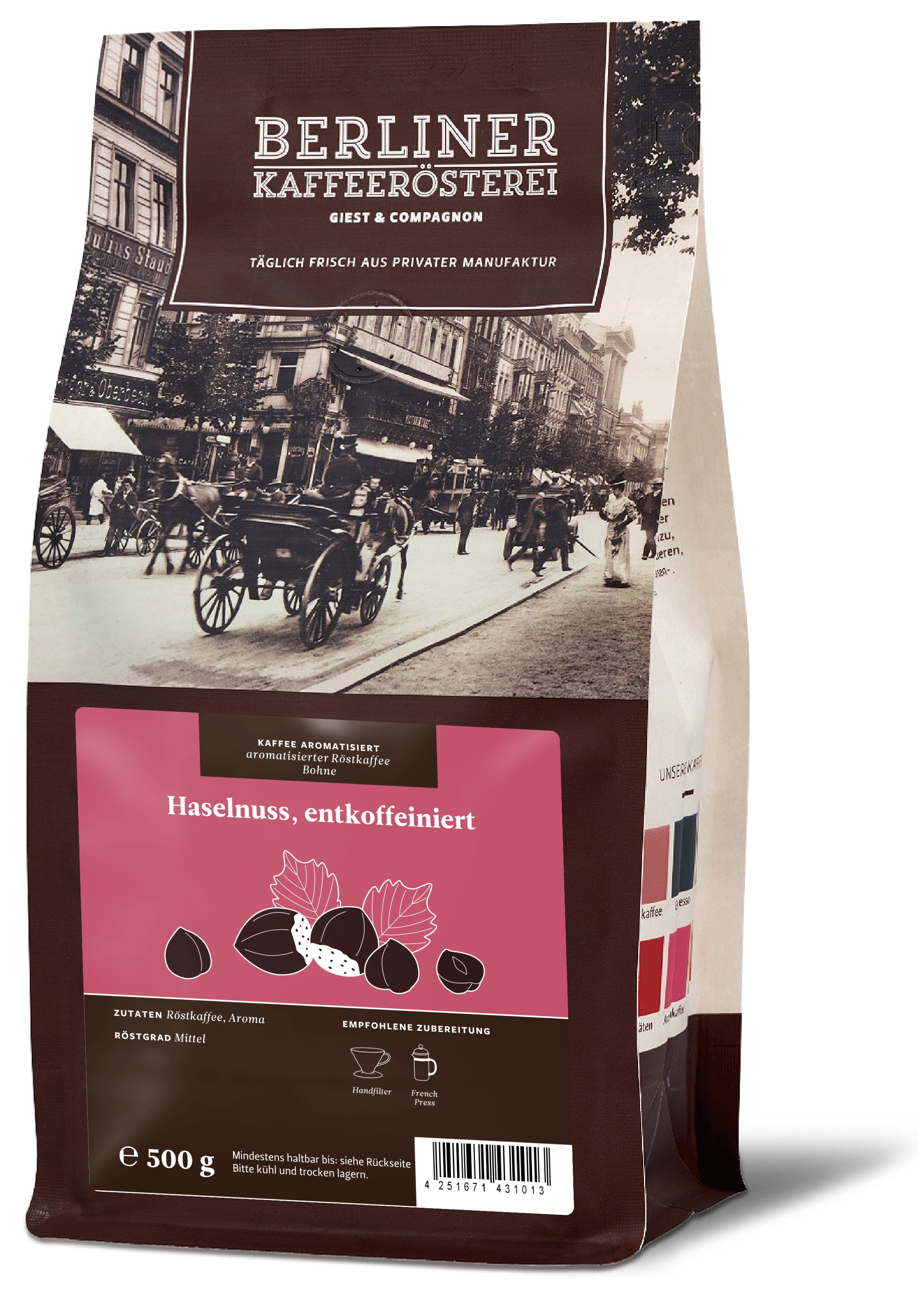 aromatisierter Kaffee Haselnuss, entkoffeiniert