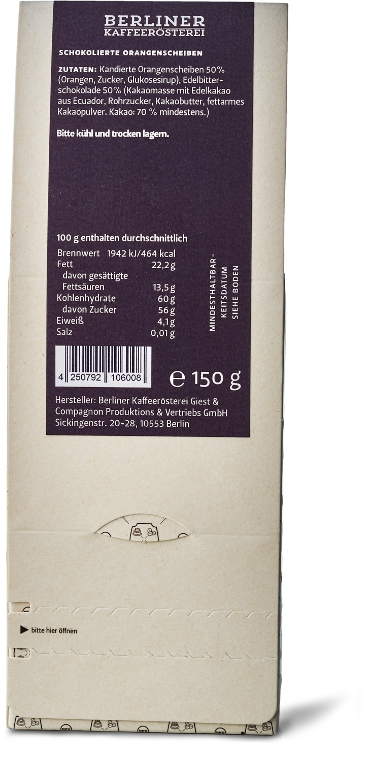 Früchte - Orangenscheiben in Zartbitter 70% - Nr. 08 Früchte - Orangenscheiben in Zartbitter 70% - Nr. 08