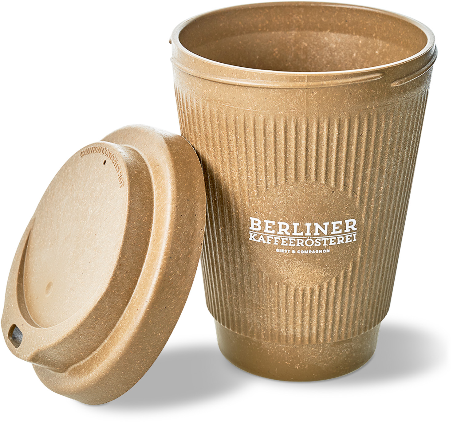 Wiederverwendbarer Kaffeebecher plastikfrei aus Holzfasern 300ml mit Deckel