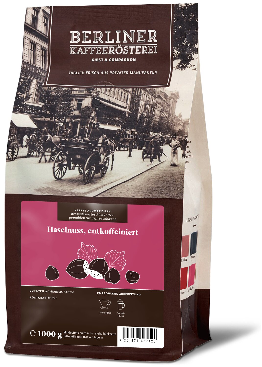 aromatisierter Kaffee Haselnuss, entkoffeiniert