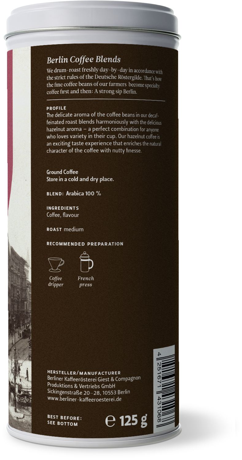 aromatisierter Kaffee Haselnuss, entkoffeiniert (125g / gemahlen)