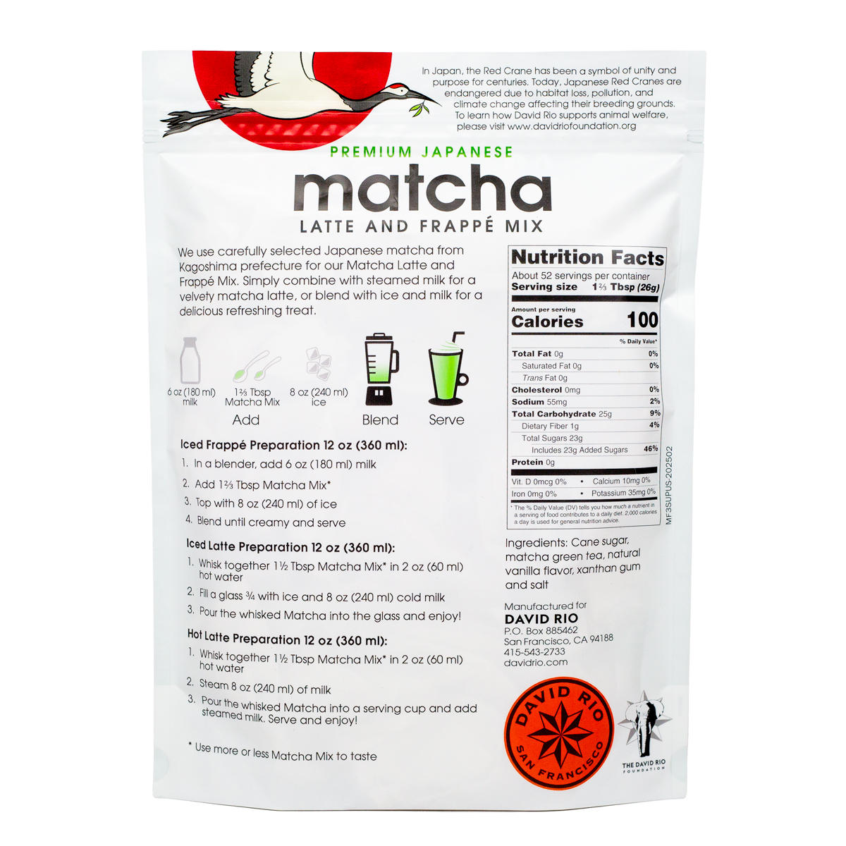 David Rio - großer Beutel - Frappé Matcha (1361 g)