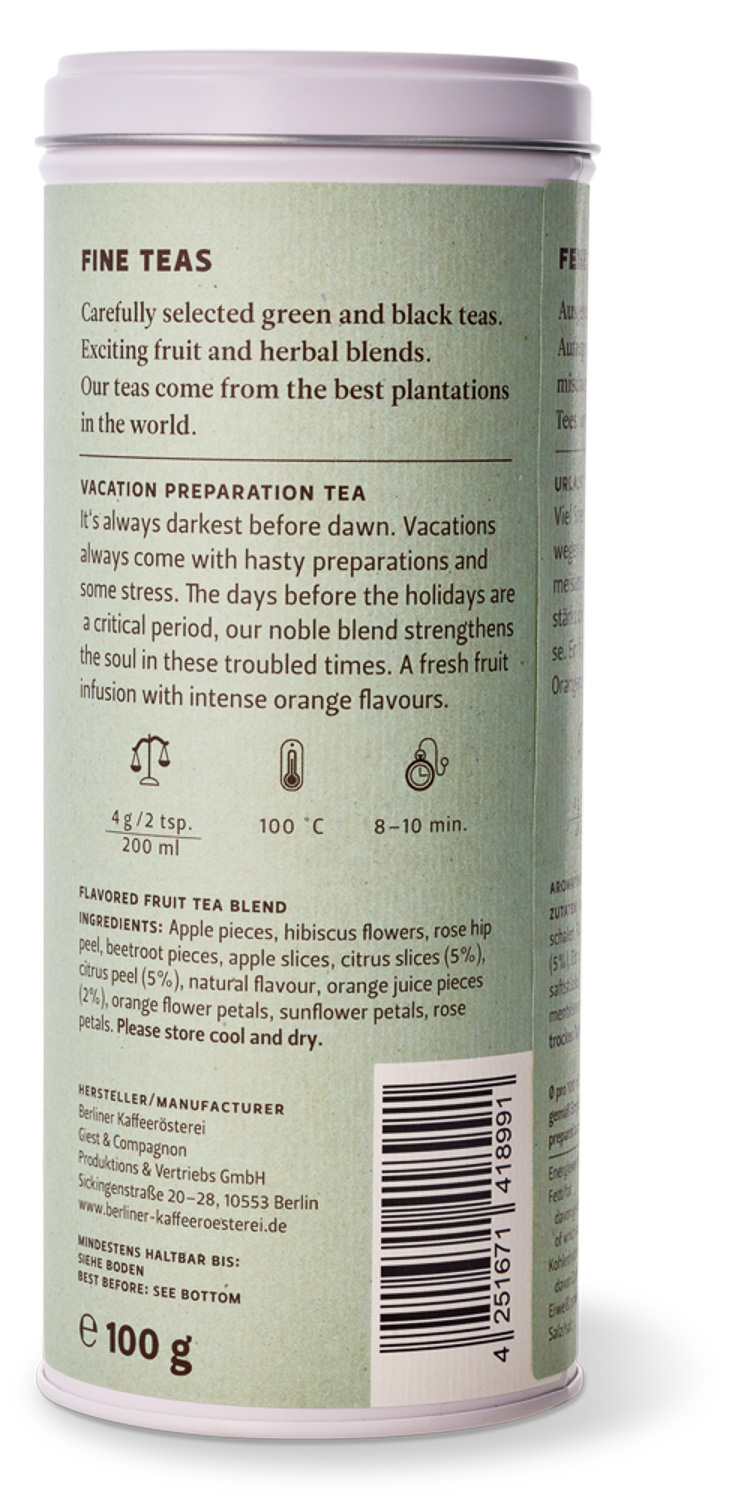 Urlaubsvorbereitungstee №144 Urlaubsvorbereitungstee №144