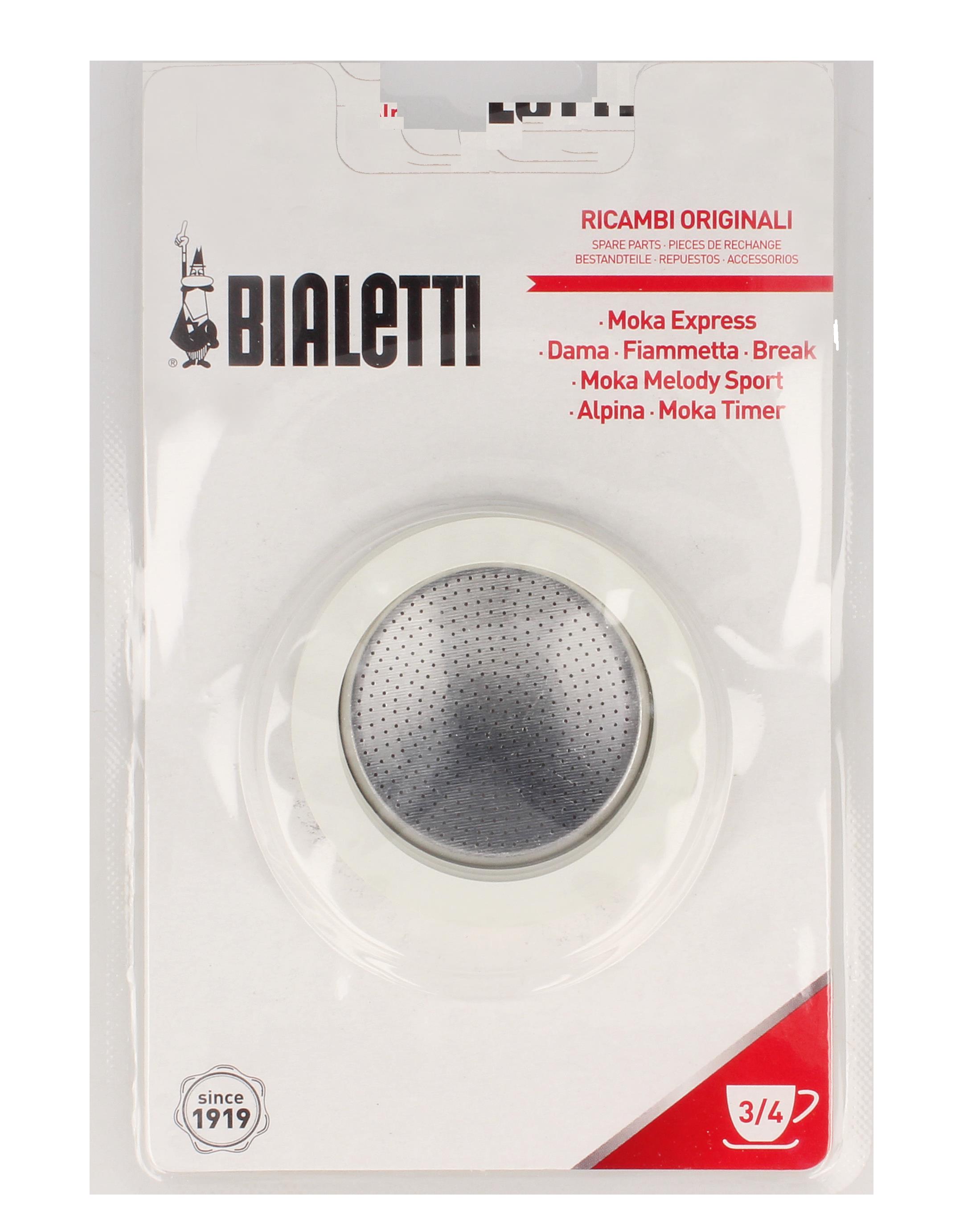 Bialetti - 3 Dichtungen + 1 Filtersieb Aluminiumkannen 3/4 Tassen