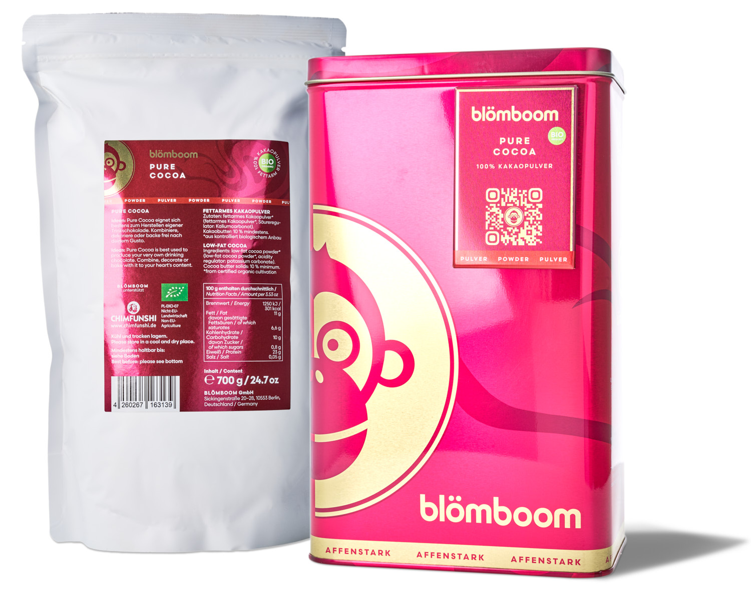 Blömboom - Metalldose + Refillbeutel und Magnet "Pure Cocoa BIO 0,7kg"