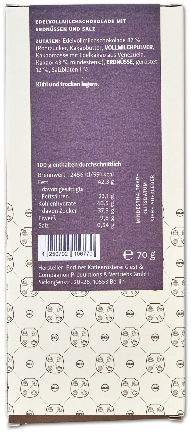 Tafel - Erdnüsse Salzblüte - Vollmilch - Nr. 54