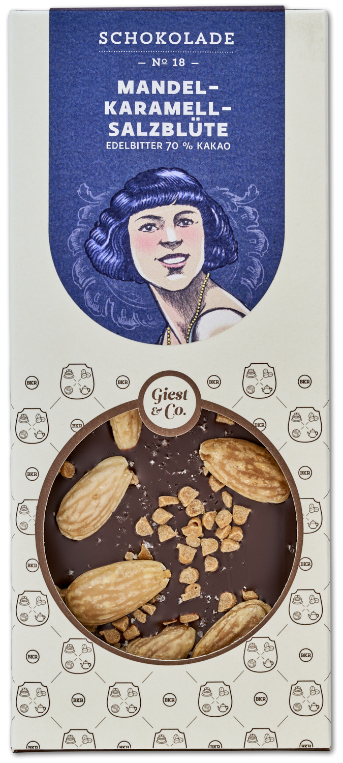 Tafel - Mandel Karamell Salzblüte - Zartbitter - Nr. 18 Tafel - Mandel Karamell Salzblüte - Zartbitter - Nr. 18