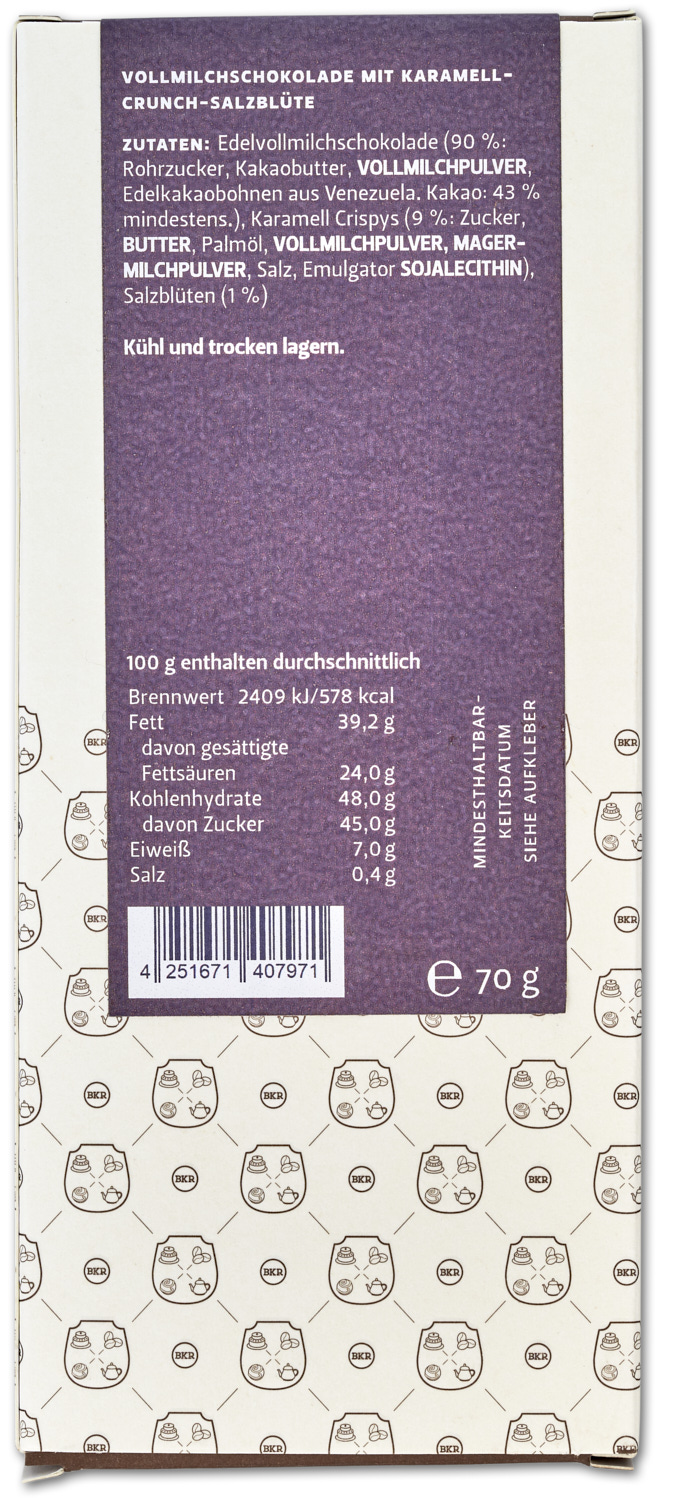 Tafel - Karamellcrunch-Salzblüte - Vollmilch - Nr. 99