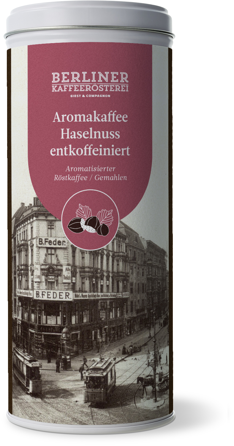 aromatisierter Kaffee Haselnuss, entkoffeiniert (125g / gemahlen) aromatisierter Kaffee Haselnuss, entkoffeiniert (125g / gemahlen)