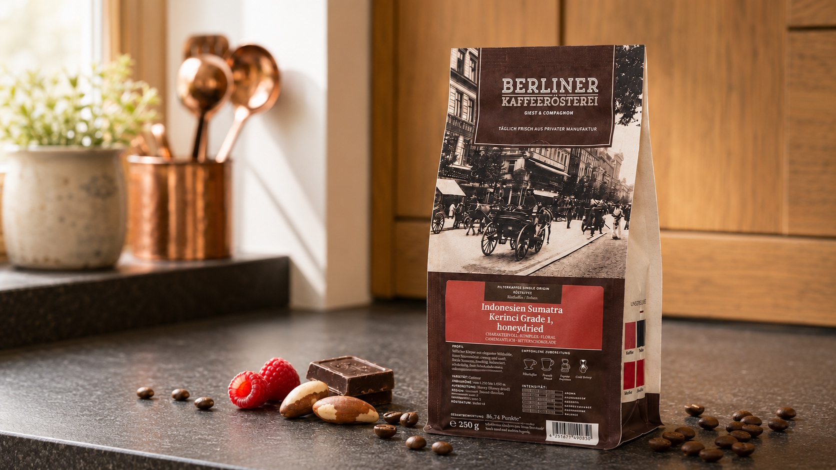 Frischen Kaffee des Monats geniessen Indonesien Sumatra Kerinci Honey dried
