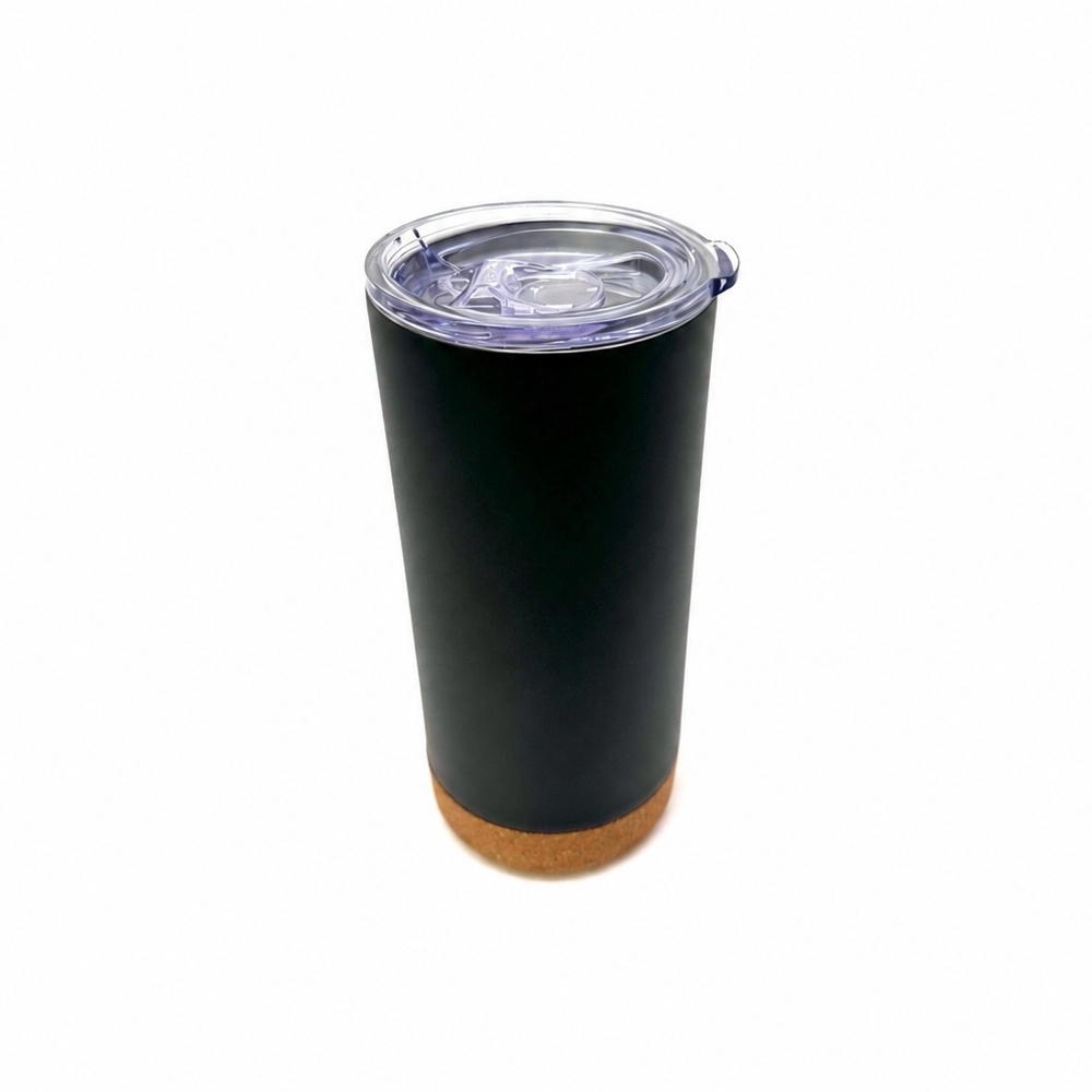 Thermo-Edelstahlbecher to go Hawaii 450 ml schwarz mit Korkboden für Kaffee und Tee to go