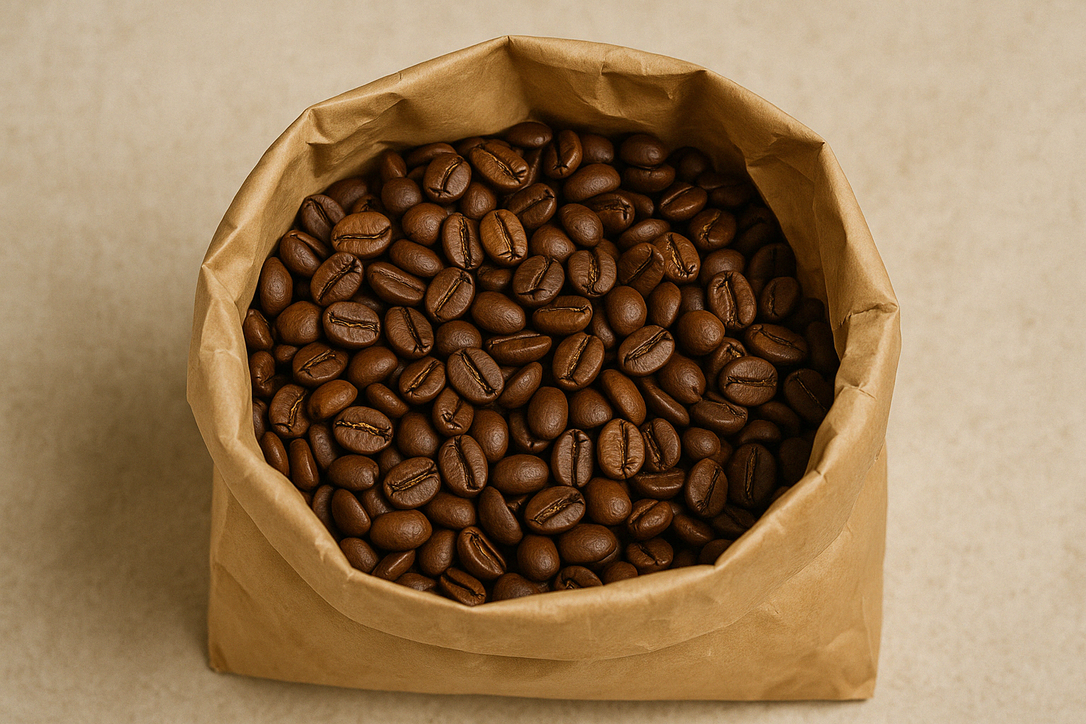 Kaffeebohnen in Papiertüte