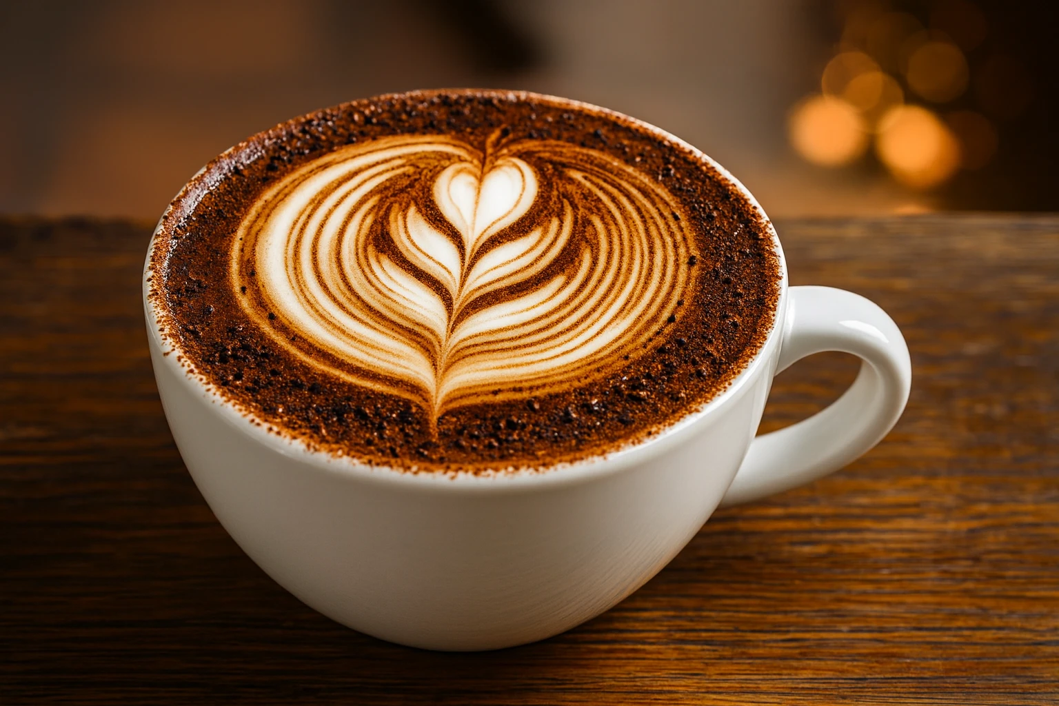 Mocha mit schöner Latte Art - Hintergrund