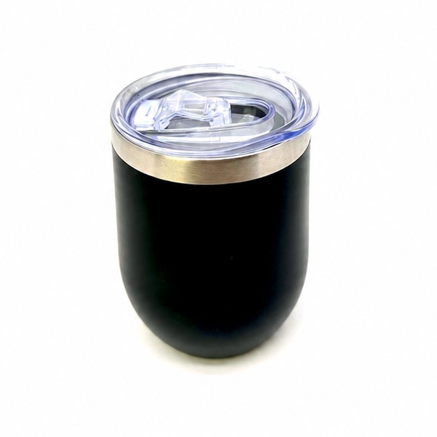 Edelstahlbecher Thermo Teebecher Kaffeebecher Indien 350 ml schwarz mit Deckel to go