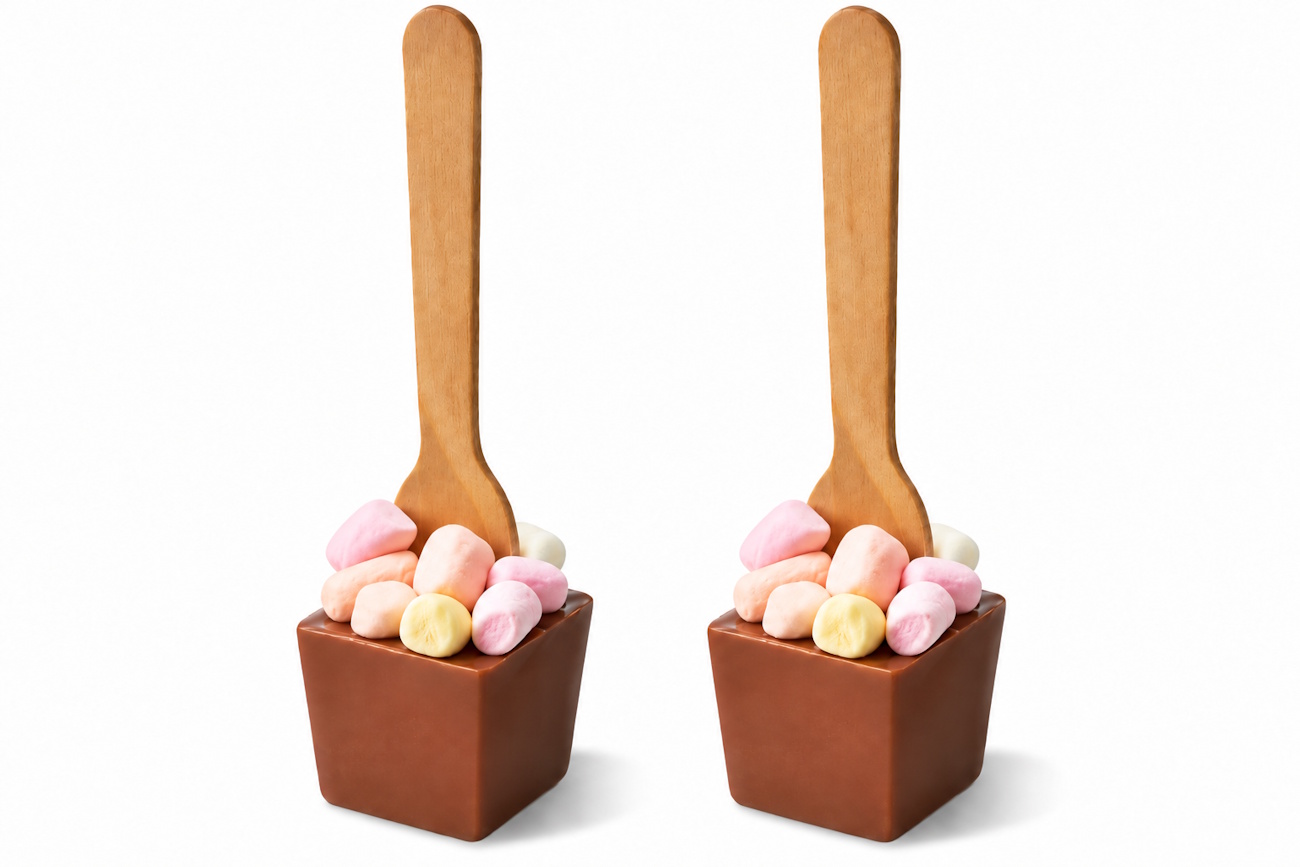 Trinkschokoladenstick Edelvollmilchschokolade 43 % mit Marshmallows