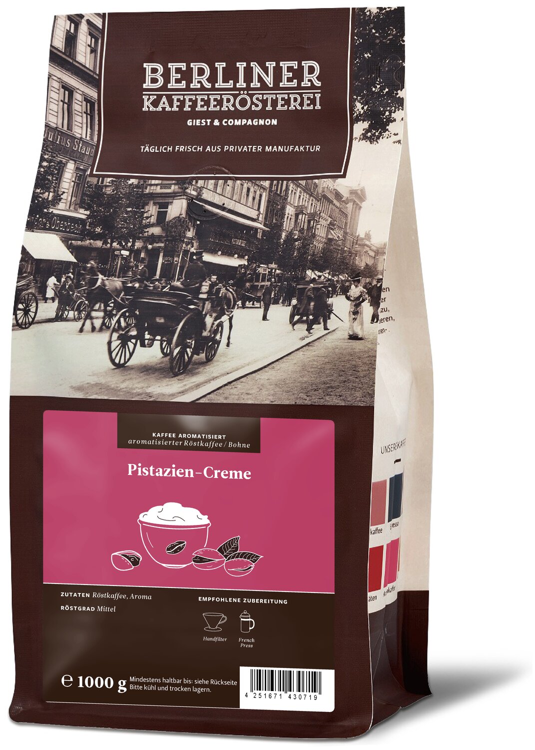 Berliner Kaffeeroesterei DE aromatisierter Kaffee Pistazien-Creme 1080174