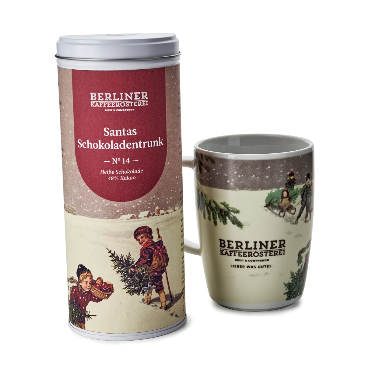 BKR Weihnachtstasse mit 250g Santas Schokoladentrunk48% mit Doppeldeckeldose BKR Weihnachtstasse mit 250g Santas Schokoladentrunk48% mit Doppeldeckeldose