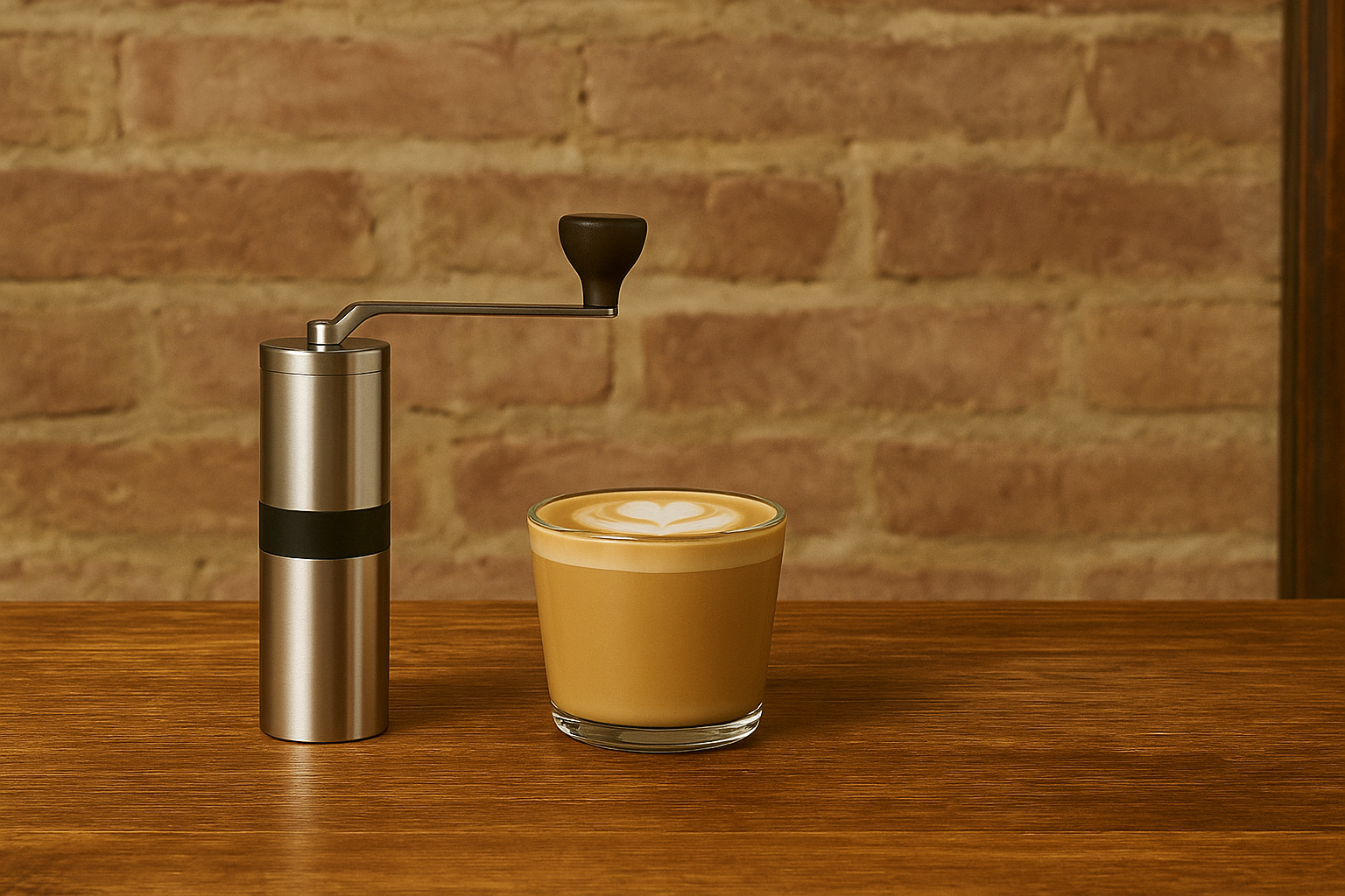 Manuelle Kaffeemühle mit Kaffee