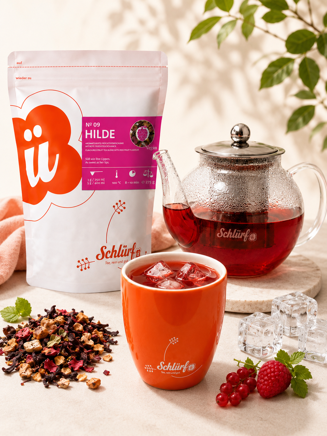 Schlürf - Eistee Set Hilde mit Glaskanne und Becher