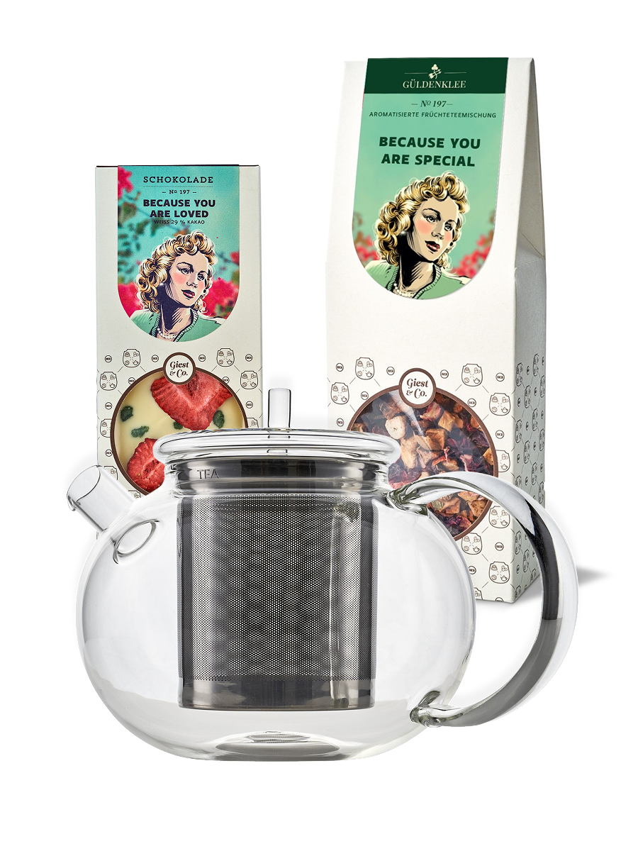 Set "Mamas Finest" mit Teekanne + Tee + Schokoladentafel