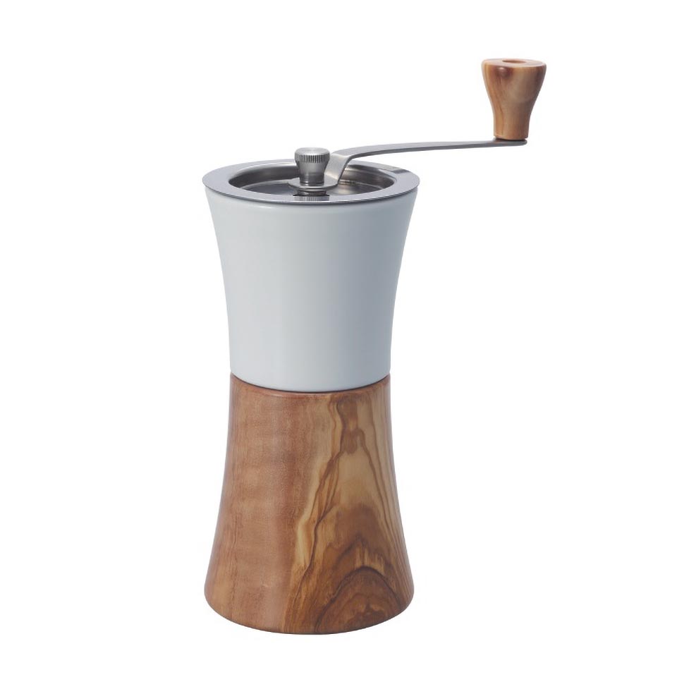 Hario - Kaffeemühle Olivenholz mit Keramikmahlwerk für 30g Bohnen Hario - Kaffeemühle Olivenholz mit Keramikmahlwerk für 30g Bohnen