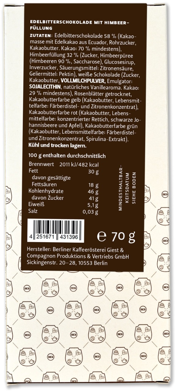 Tafel - Von Herzen & Beeren - Zartbitter - Nr. 109