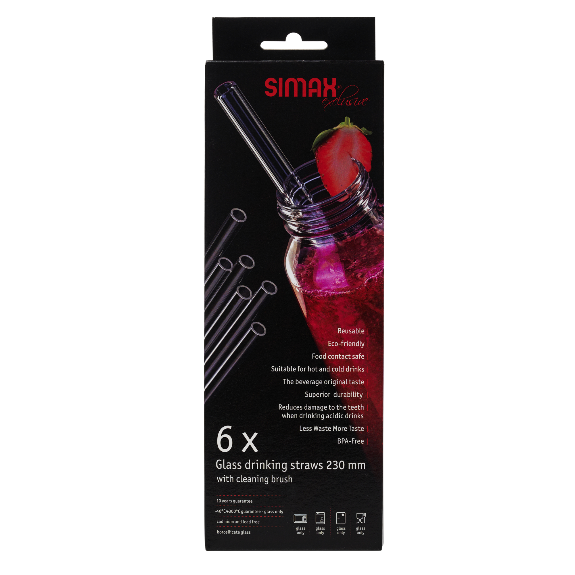 Simax - Glasstrohhalme mit Bürste (23cm) Simax - Glasstrohhalme mit Bürste (23cm)