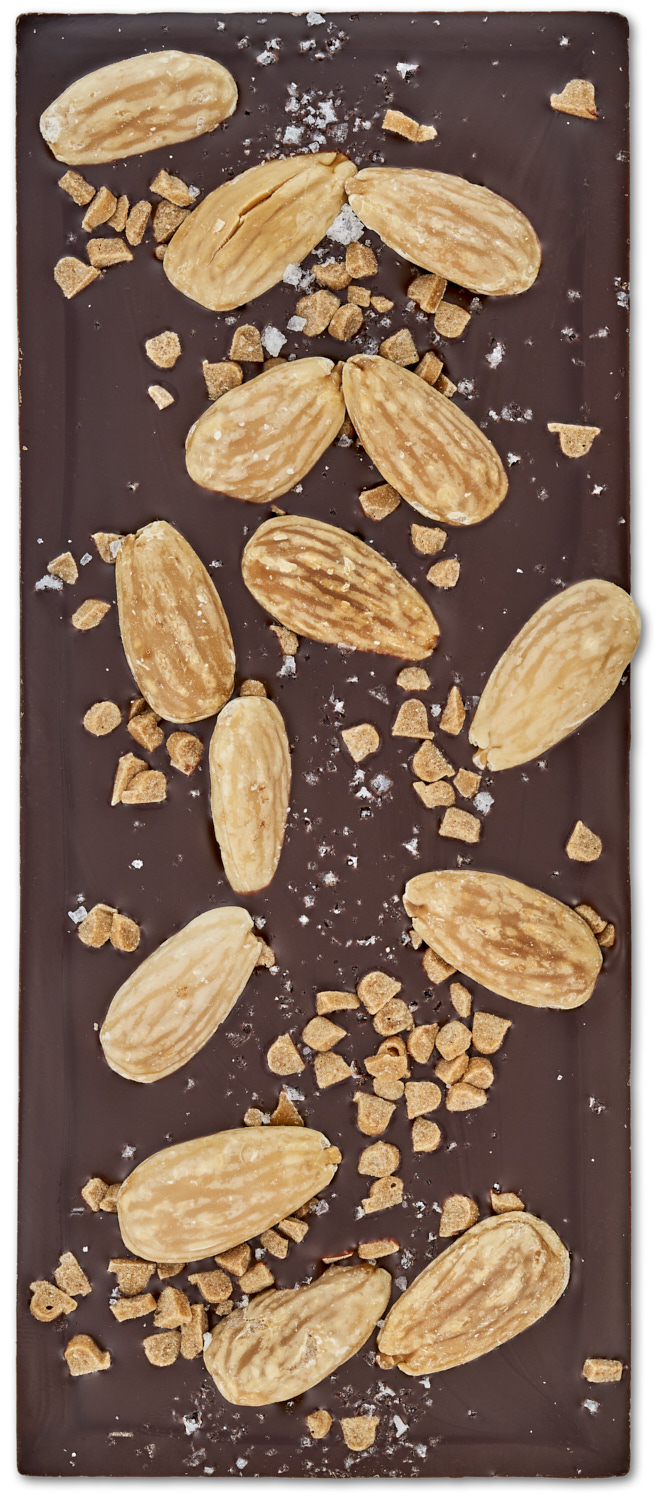 Tafel - Mandel Karamell Salzblüte - Zartbitter - Nr. 18 Tafel - Mandel Karamell Salzblüte - Zartbitter - Nr. 18