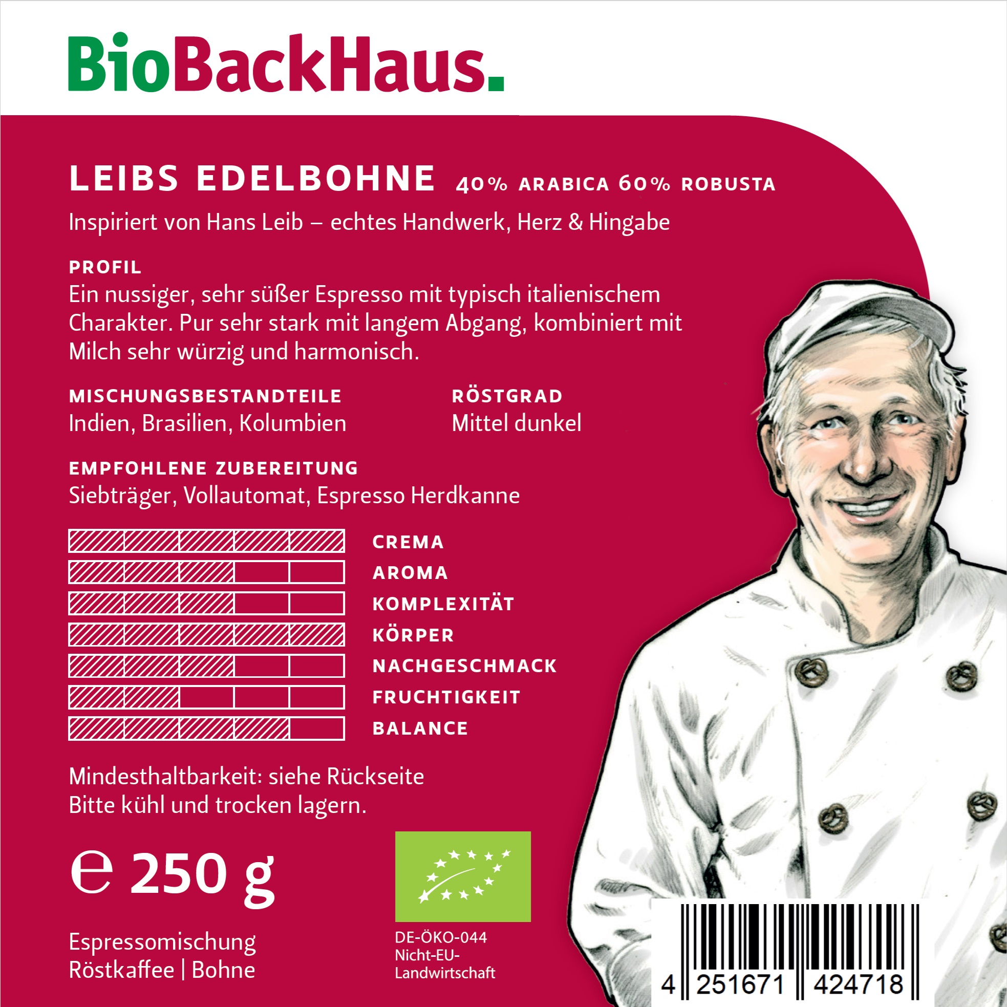 Kundenkaffee - Leibs Edelbohne (250g / ganze Bohne)